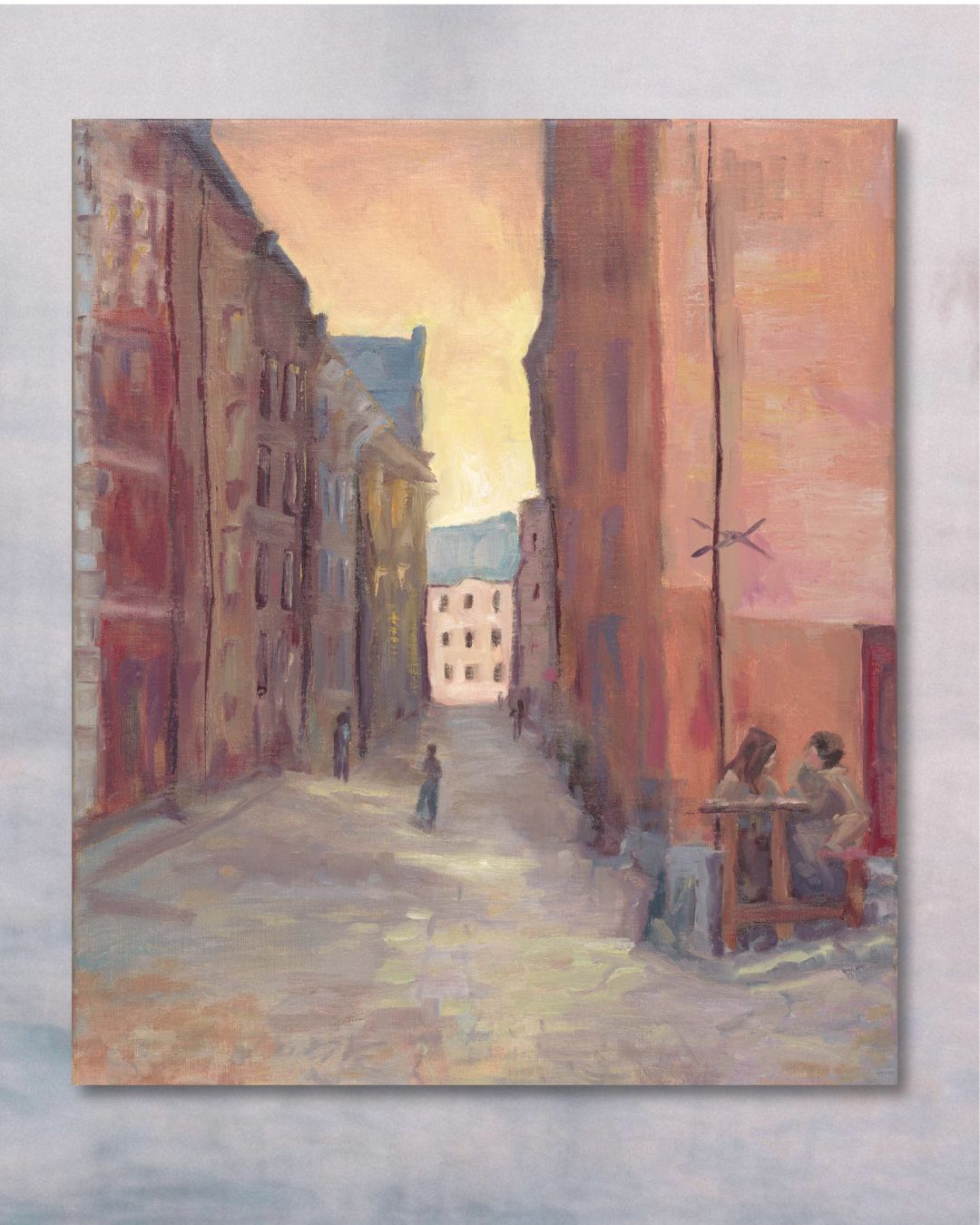 "Terracotta Serenade original oil painting, Gamla Stan Stockholm, by Sally Herriott"