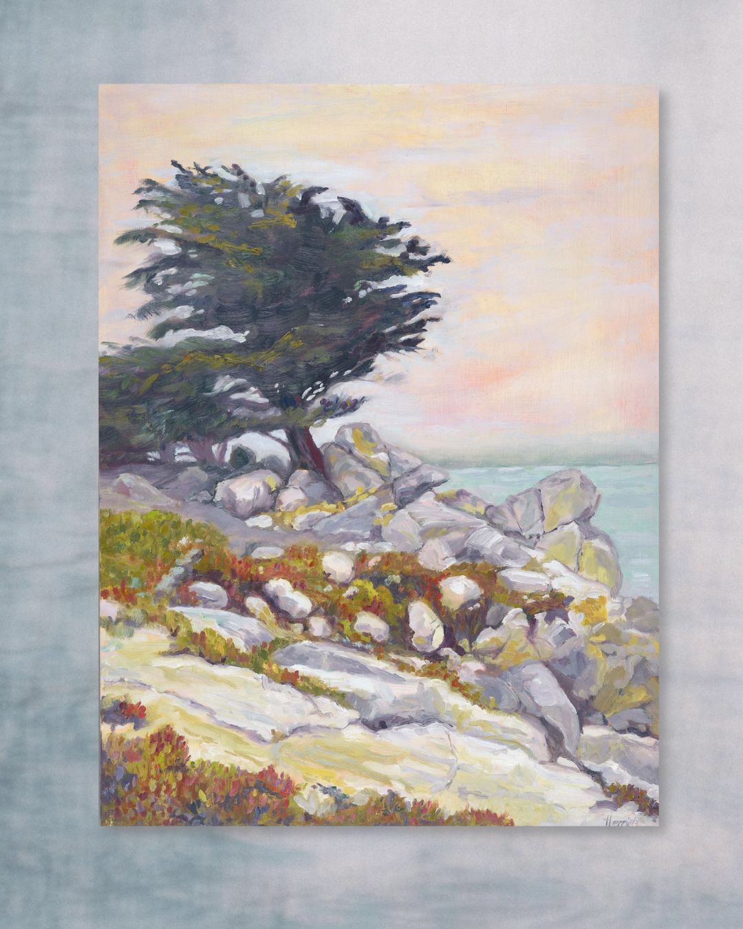 "Under a Winter's Sky original oil painting, coastal winter scene, Monterey California, by Sally Herriott"