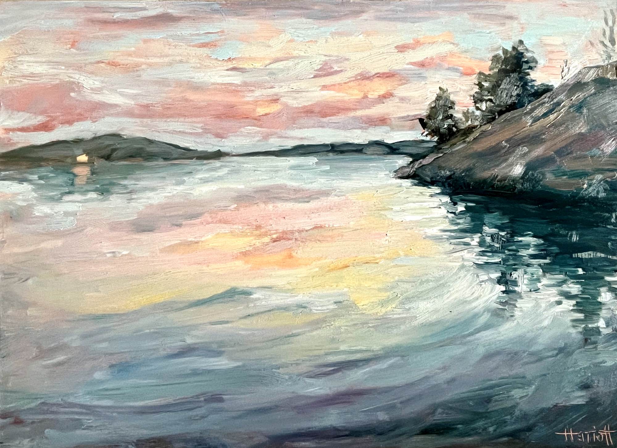 "Icecream Skies original oil painting detail, Saltsjöbaden Sweden, by Sally Herriott"