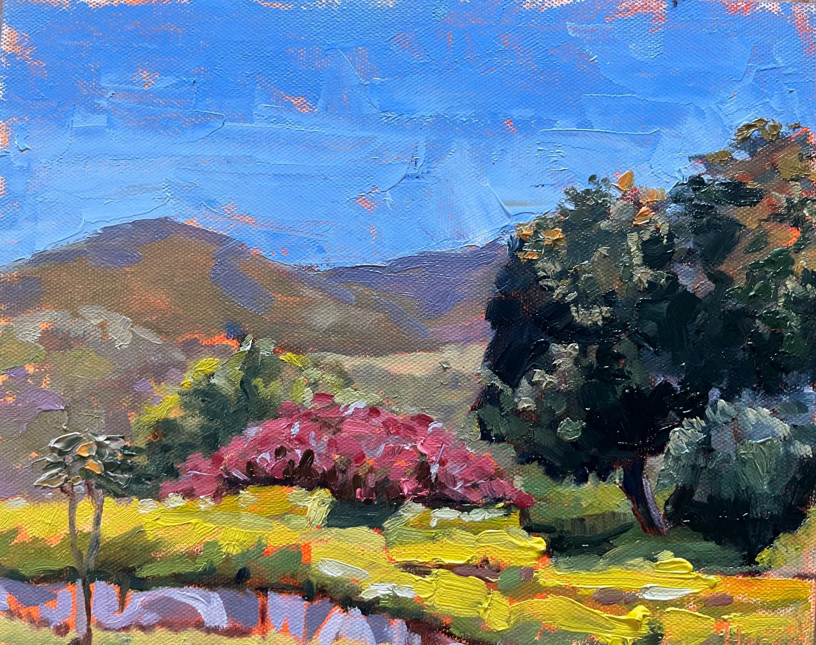 "Pink Glory original oil painting detail, Ojai California, by Sally Herriott"