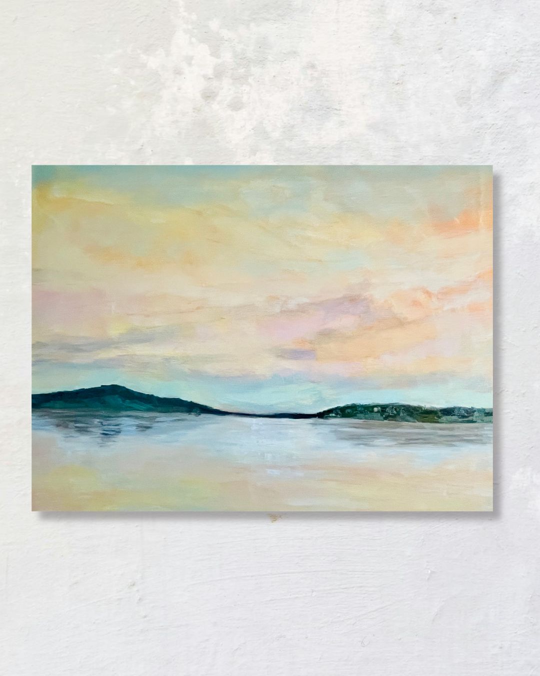 "Tranquil Reflections original oil painting, calm water reflections, Saltsjöbaden Sweden, by Sally Herriott"